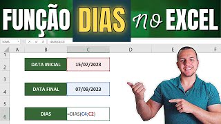 Como Usar a Função DIAS no Excel  Contar DIAS Entre Datas Excel [upl. by Rik]