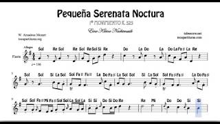 Pequeña Serenata Nocturna Partitura con Notas Completa Flauta Violín Oboe [upl. by Melburn]