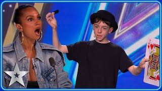 13yearold schoolboys marvellous MAGIC  Auditions  BGT 2023 [upl. by Ahsinrats]