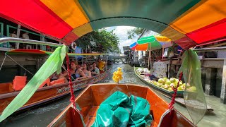 🇹🇭 Amazing Boat Tour At Bangkok Khlong Lat Mayom Floating Market  Thailand 2023 [upl. by Acimad]