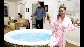 WIFE SURPRISES HUSBAND WITH HOT TUB IN LIVING ROOM [upl. by Myrle]