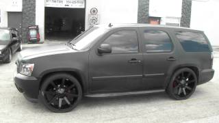 DUBSandTIREScom 26 Inch KMC Slide Black wheels Matte Black 2010 Chevy Tahoe Review Giovanna wheels [upl. by Tocs336]