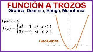 Función a Trozos  GeoGebra Gráfica Dominio Rango Monotonía  Ejercicio 2 [upl. by Awuhsoj]