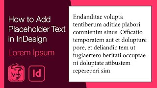 How to Add Placeholder Text in InDesign Lorem Ipsum [upl. by Norak105]