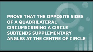 GRADE 10 OPPOSITE SIDES OF QUDRLTRL CIRCUMSCRIBED IN CIRCLE SUBTEND SUPPLEMENTARY ANGLES AT CENTRE [upl. by Karen]