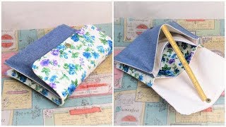 簡単 ポーチ作り方 初心者向き 蓋付き３ポケットポーチ How to make a pouch with three pockets [upl. by Delainey]