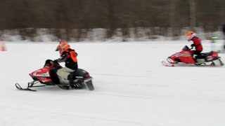 MODIFIED 120 CC POLARIS WITH POWER  SUPER FAST  Just Snowmobiles [upl. by Elmer5]