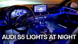 AUDI S5 LIGHTS AT NIGHT  AMBIENT LIGHTING REVIEW B95 [upl. by Wolk]