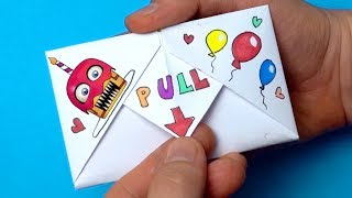 DIY Pull Tab Origami With Funtime Freddy From FNaF  Surprise Letter Folding Origami [upl. by Abocaj]