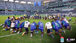 Fijian Drua amp Moana Pasifika come together to sing post match [upl. by Leinto]