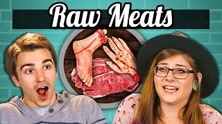 EATING RAW MEAT Lamb Cow HUMAN College Kids vs Food [upl. by Aikimat920]