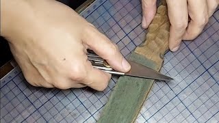 How I strop my knives and blades using a leather strop and green polishing compound [upl. by Callan]