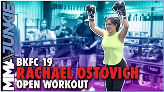 BKFC 19 Rachael Ostovich open workout for Paige VanZant rematch [upl. by Doralin110]