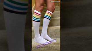 Rainbow Stripes White Knee Socks [upl. by Caron465]