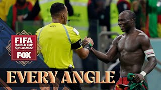 Cameroons Vincent Aboubakar receives a RED CARD for taking his shirt off in the 2022 FIFA World Cup [upl. by Templer]