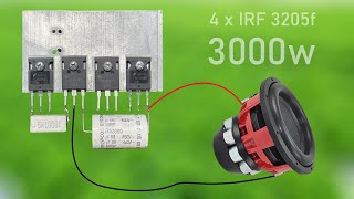 DIY Powerful Ultra Bass Amplifier 4 MosFet IRF3205F H Bridge  No IC  Simple Circuit [upl. by Limbert]