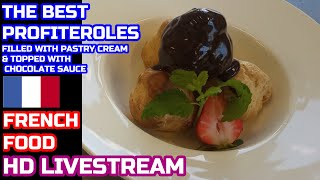 HOW TO MAKE PROFITEROLES PROFITEROLES RECIPE CHOUX PASTRY RECIPECHOCOLATE SAUCELIVEPASTRY CREAM [upl. by Neira431]