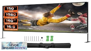 VEVOR Projector Screen with Stand 150inch Portable Movie Screen 169 4K HD Review [upl. by Damiani]