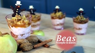 Weihnachtliches Dessert im Glas  Festlicher SahneQuark ApfelZimt Nachtisch [upl. by Sylado]