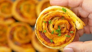 Puff Pastry Chorizo amp Cheddar Pinwheels [upl. by Jamieson]