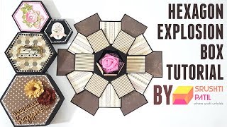 Hexagon Explosion Box Tutorial by Srushti Patil [upl. by Rybma86]