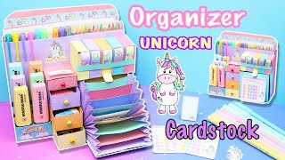 Unicorn 🦄 Desk Organizer from Cardstock  Paper Organizer  aPasos Crafts DIY [upl. by Brit]