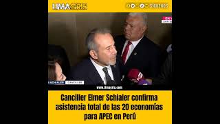 Canciller Elmer Schialer confirma asistencia total de las 20 economías para APEC en Perú noticias [upl. by Tennaj737]