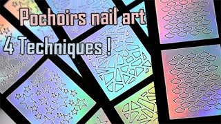 4 techniques pochoirs nail art  Astuces [upl. by Mainis]