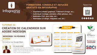 Tutorat 32  Création de calendrier sur Adobe InDesign [upl. by Kimbra]