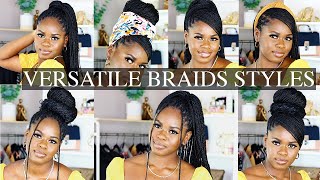 8 STYLES TO SPICE UP YOUR BOX OR KNOTLESS BRAIDS  2021 [upl. by Sirron237]