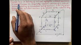 A battery of 10 V and negligible internal resistance is connected across the diagonally opposite cor [upl. by Aronoff723]