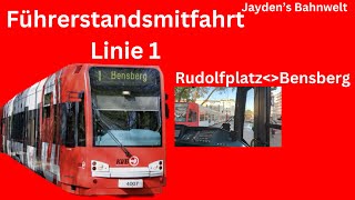 Führerstandsmitfahrt  Linie 1  Rudolfplatz – ￼Bensberg Stadtbahn Köln [upl. by Blake]