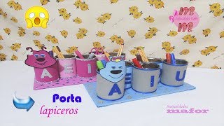 Porta lapiceros  lápices con latas de leche  CAN PENCIL HOLDER [upl. by Ennayllek]