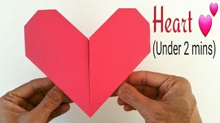 How to make an easy paper quot💕Heartquot under 2 minutesA4 paper  Valentine Origami for Beginners [upl. by Enilarac287]