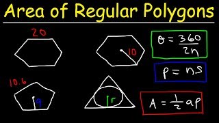 Area of Regular Polygons  Hexagons Pentagons amp Equilateral Triangles With Inscribed Circles [upl. by Shirlene]