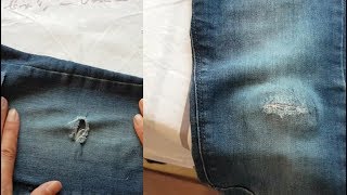 Easy jeans repair  Comment réparer un jean troué  Réparation d un jean troué [upl. by Onailil908]