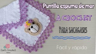 puntilla espuma de mar  a crochet  para baberos o sacagases de bebé  explicado paso a paso [upl. by Sairacaz]