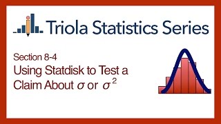 Statdisk Section 84 Using Statdisk to Test a Claim About a Population Std Dev or Variance [upl. by Atiuqram]