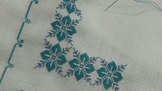 cross stitch design  cross stitch design for bedsheets tablecloths  dosuti design [upl. by Ellesor]