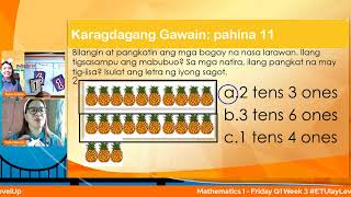 Math 1  Friday Q1 Week 3 Regrouping Sets of Ones into Sets of Tens [upl. by Talbot]