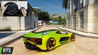 Lamborghini Terzo Millennio  GTA 5 Gameplay with Steering Wheel  Realistic Driving [upl. by Kwasi]