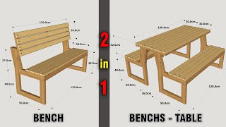 HOW TO MAKE A FOLDING TABLE BENCH [upl. by Ymerej]