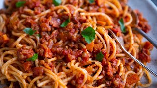 Hearty Lentil Spaghetti Bolognese Vegan [upl. by Coop]