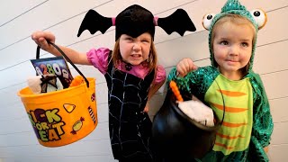 TRiCK or TREAT inside our HOUSE Halloween Routine safe DIY neighborhood with Mom amp Dad costumes [upl. by Mikah]