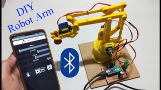 DIY  Smartphone Bluetooth controlled Robot Arm using Arduino  HC05 [upl. by Lateh]