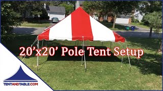 How to Setup a 20x20 Pole Tent  Party Pole Tent Assembly [upl. by Remmus]