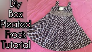 box pleated baby frock cutting and stitching tutorial  How to make box pleats [upl. by Everick306]