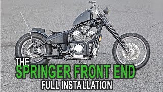 How To Install A Springer Front End  Honda Shadow Bobber Build [upl. by Atiuqihc]