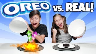 OREO VS REAL FOOD CHALLENGE  Switch Up 14 Flavors of Cookies or Real [upl. by Aniroc]