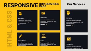 Responsive Our services page step by step tutorial using HTML amp CSS HTML CSS Our services page [upl. by Ynad593]